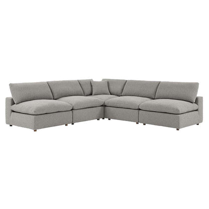 Modway - Commix Down Filled Overstuffed Boucle Fabric 5-Piece Sectional Sofa in Light Gray - EEI-6367-LGR veiw 1