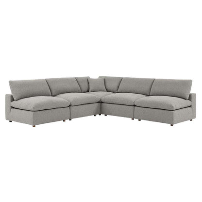 Modway - Commix Down Filled Overstuffed Boucle Fabric 5-Piece Sectional Sofa in Light Gray - EEI-6367-LGR veiw 2