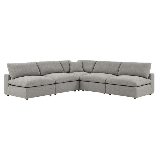Modway - Commix Down Filled Overstuffed Boucle Fabric 5-Piece Sectional Sofa in Light Gray - EEI-6367-LGR veiw 2