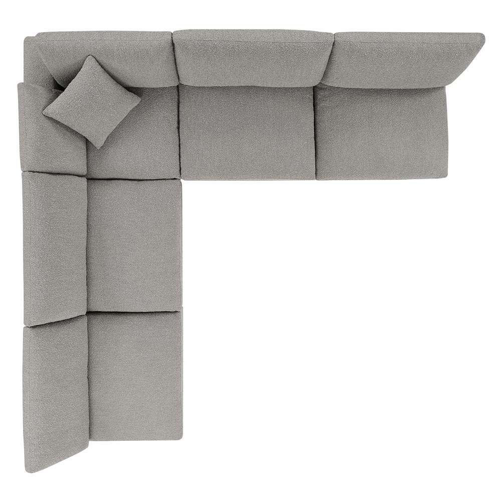 Modway - Commix Down Filled Overstuffed Boucle Fabric 5-Piece Sectional Sofa in Light Gray - EEI-6367-LGR veiw 3