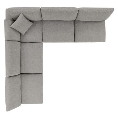 Modway - Commix Down Filled Overstuffed Boucle Fabric 5-Piece Sectional Sofa in Light Gray - EEI-6367-LGR veiw 3