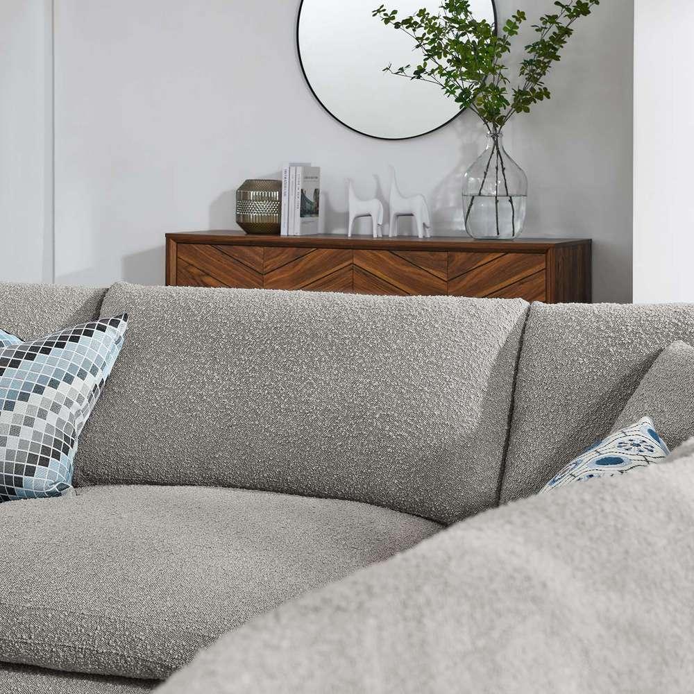 Modway - Commix Down Filled Overstuffed Boucle Fabric 5-Piece Sectional Sofa in Light Gray - EEI-6367-LGR veiw 4