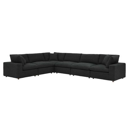 Modway - Commix Down Filled Overstuffed Boucle Fabric 6-Piece Sectional Sofa in Black - EEI-6369-BLK veiw 1