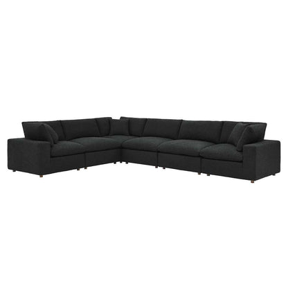 Modway - Commix Down Filled Overstuffed Boucle Fabric 6-Piece Sectional Sofa in Black - EEI-6369-BLK veiw 2