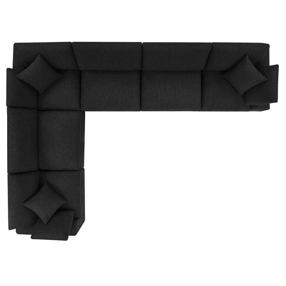 Modway - Commix Down Filled Overstuffed Boucle Fabric 6-Piece Sectional Sofa in Black - EEI-6369-BLK veiw 3