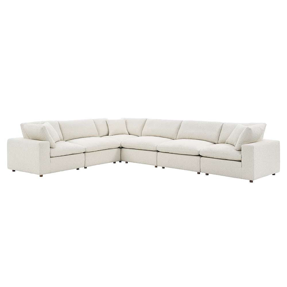 Modway - Commix Down Filled Overstuffed Boucle Fabric 6-Piece Sectional Sofa in Ivory - EEI-6369-IVO veiw 1