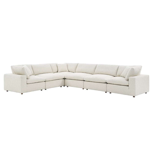 Modway - Commix Down Filled Overstuffed Boucle Fabric 6-Piece Sectional Sofa in Ivory - EEI-6369-IVO veiw 1