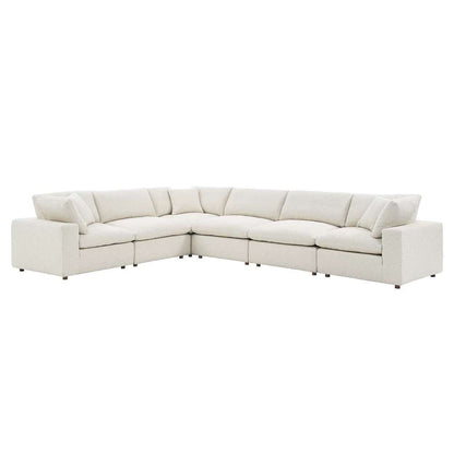 Modway - Commix Down Filled Overstuffed Boucle Fabric 6-Piece Sectional Sofa in Ivory - EEI-6369-IVO veiw 2