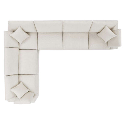 Modway - Commix Down Filled Overstuffed Boucle Fabric 6-Piece Sectional Sofa in Ivory - EEI-6369-IVO veiw 3