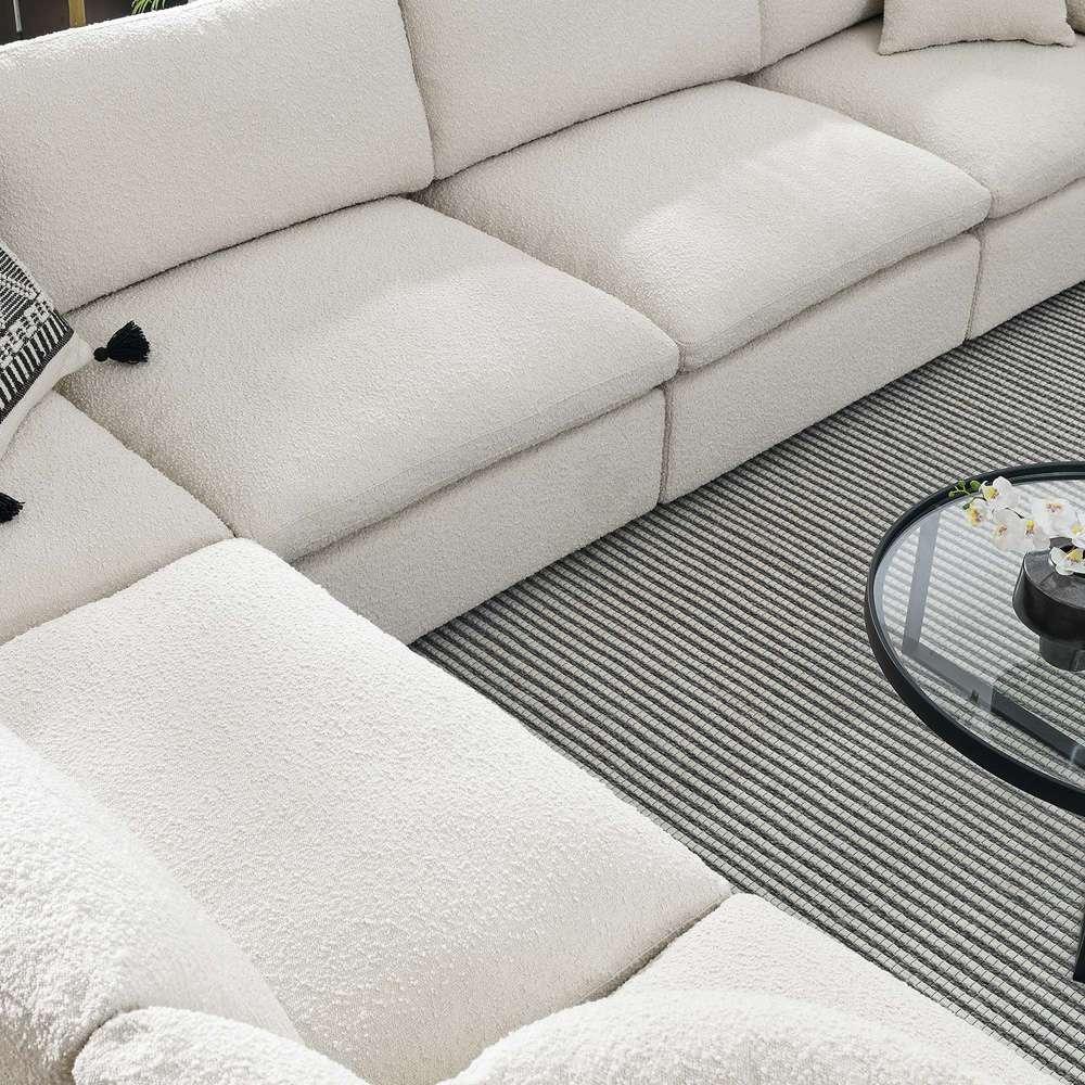 Modway - Commix Down Filled Overstuffed Boucle Fabric 6-Piece Sectional Sofa in Ivory - EEI-6369-IVO veiw 4