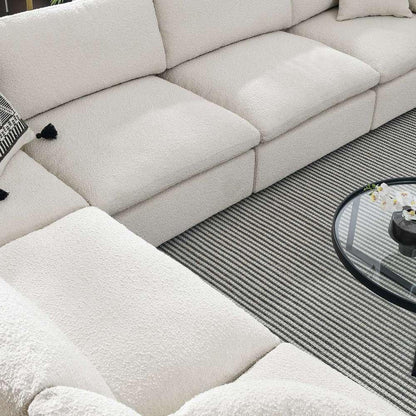 Modway - Commix Down Filled Overstuffed Boucle Fabric 6-Piece Sectional Sofa in Ivory - EEI-6369-IVO veiw 4