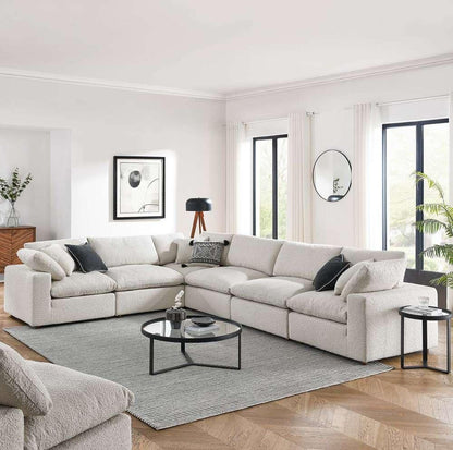 Modway - Commix Down Filled Overstuffed Boucle Fabric 6-Piece Sectional Sofa in Ivory - EEI-6369-IVO veiw 5
