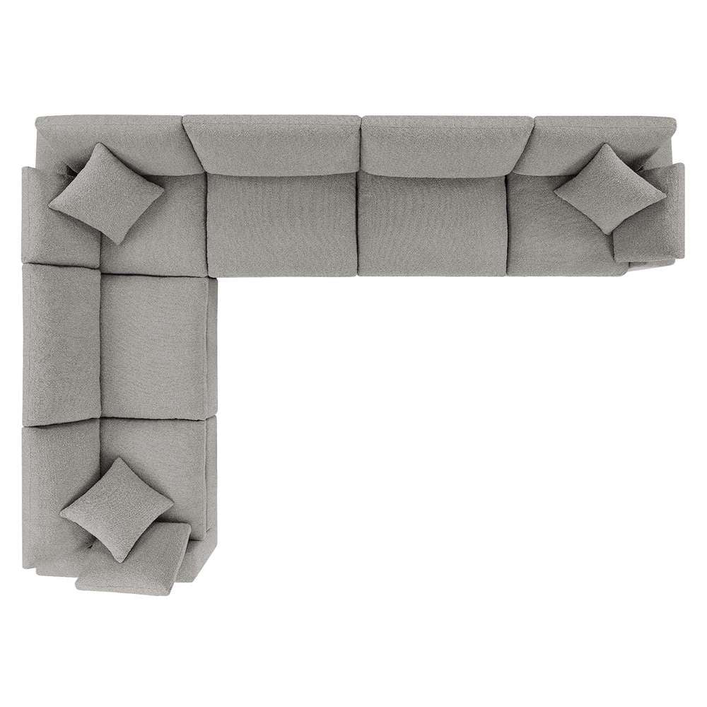Modway - Commix Down Filled Overstuffed Boucle Fabric 6-Piece Sectional Sofa in Light Gray - EEI-6369-LGR veiw 3