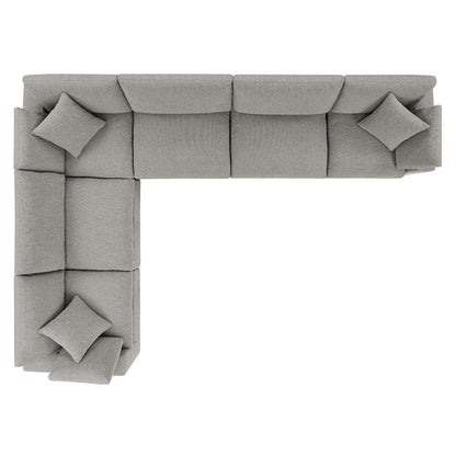 Modway - Commix Down Filled Overstuffed Boucle Fabric 6-Piece Sectional Sofa in Light Gray - EEI-6369-LGR veiw 3