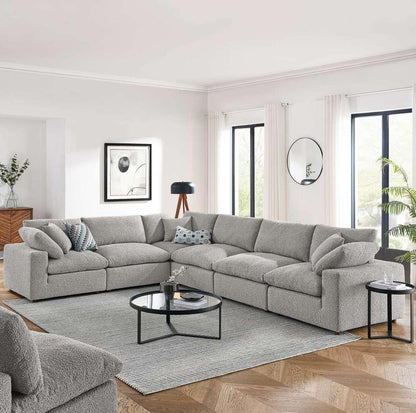 Modway - Commix Down Filled Overstuffed Boucle Fabric 6-Piece Sectional Sofa in Light Gray - EEI-6369-LGR veiw 5