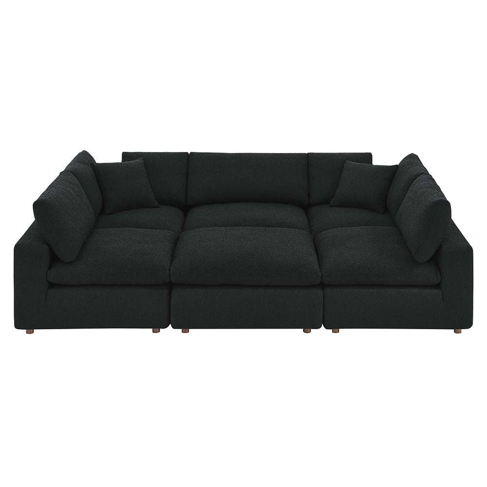 Modway - Commix Down Filled Overstuffed Boucle Fabric 6-Piece Sectional Sofa in Black - EEI-6372-BLK veiw 1