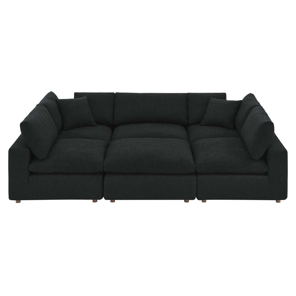 Modway - Commix Down Filled Overstuffed Boucle Fabric 6-Piece Sectional Sofa in Black - EEI-6372-BLK veiw 2