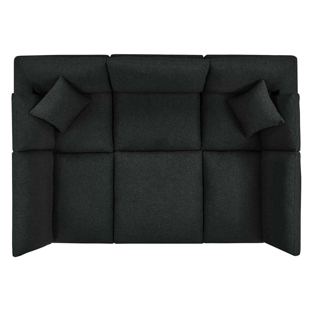 Modway - Commix Down Filled Overstuffed Boucle Fabric 6-Piece Sectional Sofa in Black - EEI-6372-BLK veiw 3