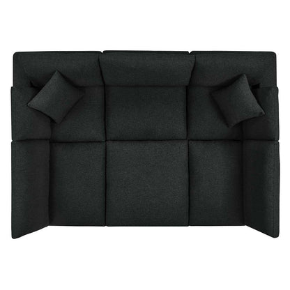 Modway - Commix Down Filled Overstuffed Boucle Fabric 6-Piece Sectional Sofa in Black - EEI-6372-BLK veiw 3
