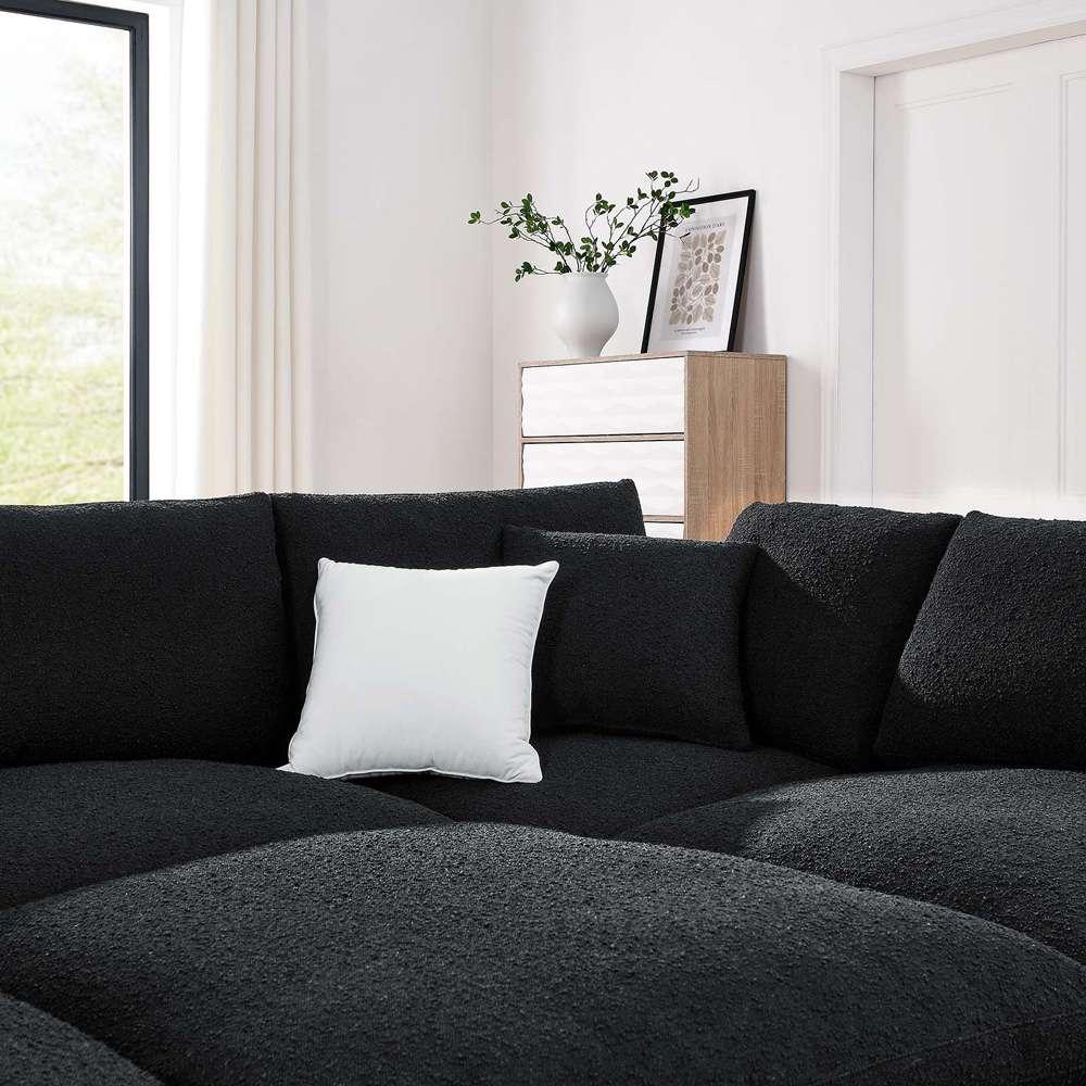 Modway - Commix Down Filled Overstuffed Boucle Fabric 6-Piece Sectional Sofa in Black - EEI-6372-BLK veiw 4