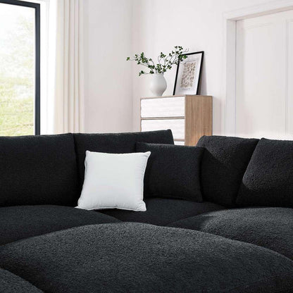 Modway - Commix Down Filled Overstuffed Boucle Fabric 6-Piece Sectional Sofa in Black - EEI-6372-BLK veiw 4