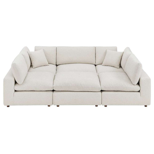 Modway - Commix Down Filled Overstuffed Boucle Fabric 6-Piece Sectional Sofa in Ivory - EEI-6372-IVO veiw 1