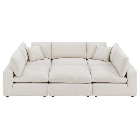 Modway - Commix Down Filled Overstuffed Boucle Fabric 6-Piece Sectional Sofa in Ivory - EEI-6372-IVO veiw 2