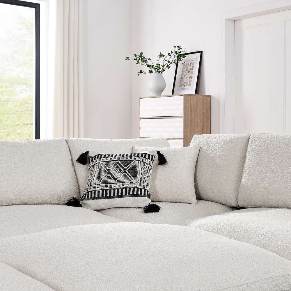 Modway - Commix Down Filled Overstuffed Boucle Fabric 6-Piece Sectional Sofa in Ivory - EEI-6372-IVO veiw 4