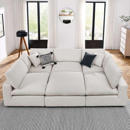 Modway - Commix Down Filled Overstuffed Boucle Fabric 6-Piece Sectional Sofa in Ivory - EEI-6372-IVO veiw 5