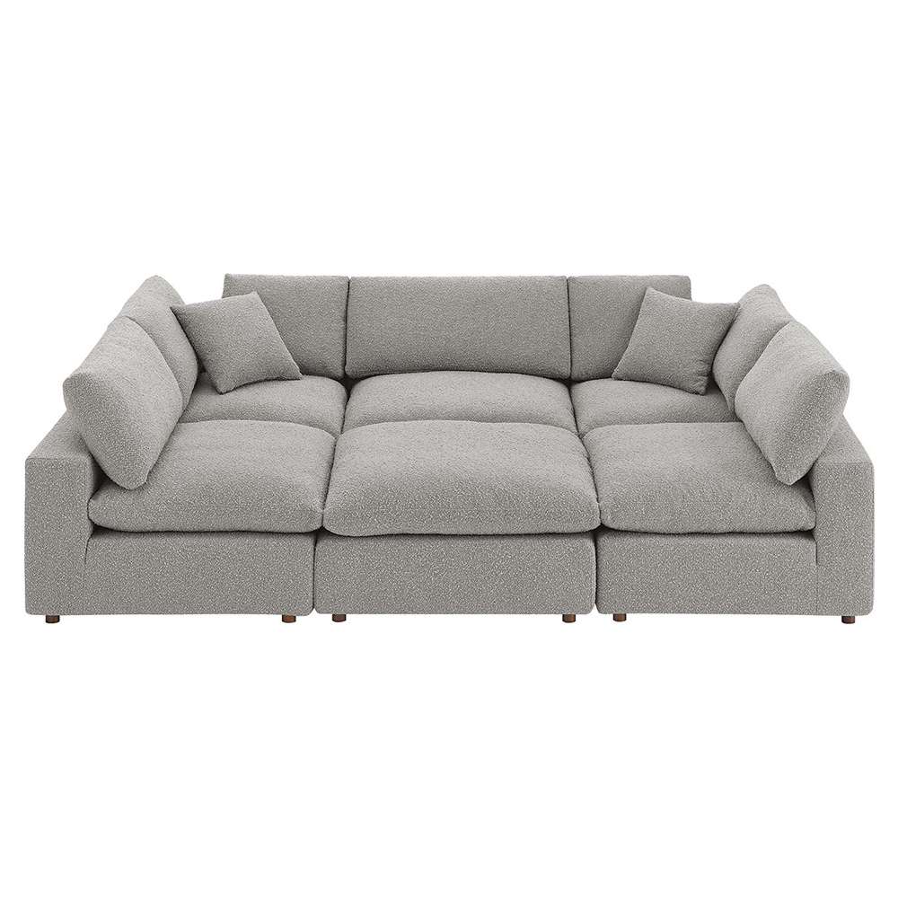 Modway - Commix Down Filled Overstuffed Boucle Fabric 6-Piece Sectional Sofa in Light Gray - EEI-6372-LGR veiw 1