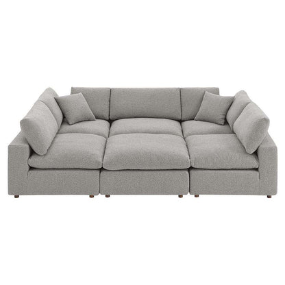 Modway - Commix Down Filled Overstuffed Boucle Fabric 6-Piece Sectional Sofa in Light Gray - EEI-6372-LGR veiw 1