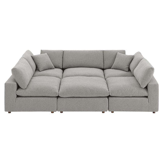 Modway - Commix Down Filled Overstuffed Boucle Fabric 6-Piece Sectional Sofa in Light Gray - EEI-6372-LGR veiw 1