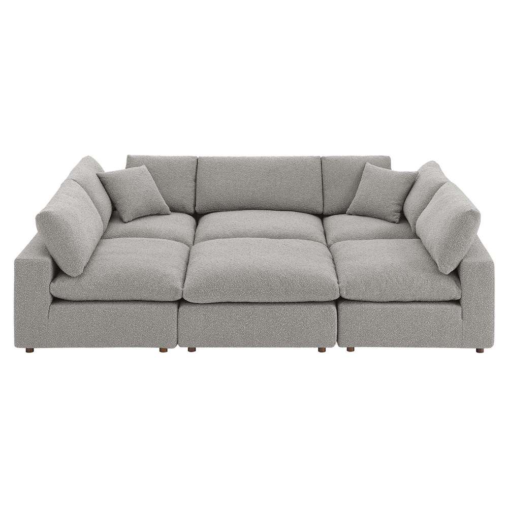 Modway - Commix Down Filled Overstuffed Boucle Fabric 6-Piece Sectional Sofa in Light Gray - EEI-6372-LGR veiw 2