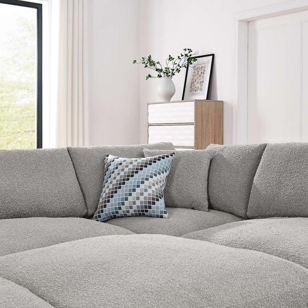 Modway - Commix Down Filled Overstuffed Boucle Fabric 6-Piece Sectional Sofa in Light Gray - EEI-6372-LGR veiw 4