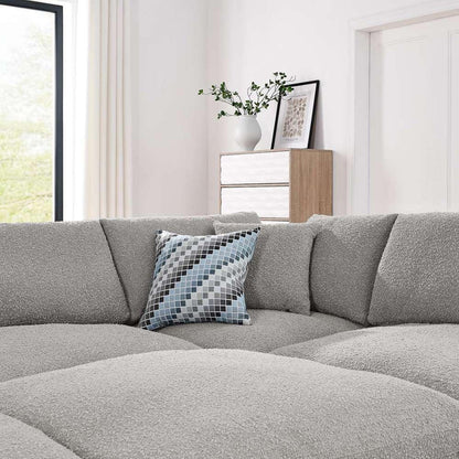 Modway - Commix Down Filled Overstuffed Boucle Fabric 6-Piece Sectional Sofa in Light Gray - EEI-6372-LGR veiw 4