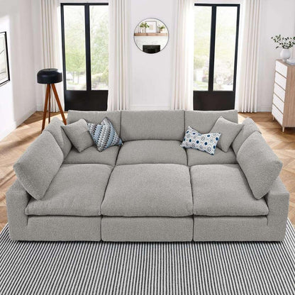 Modway - Commix Down Filled Overstuffed Boucle Fabric 6-Piece Sectional Sofa in Light Gray - EEI-6372-LGR veiw 5