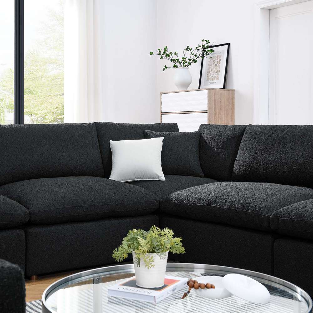 Modway - Commix Down Filled Overstuffed Boucle Fabric 8-Piece Sectional Sofa - EEI-6371-BLK veiw 4
