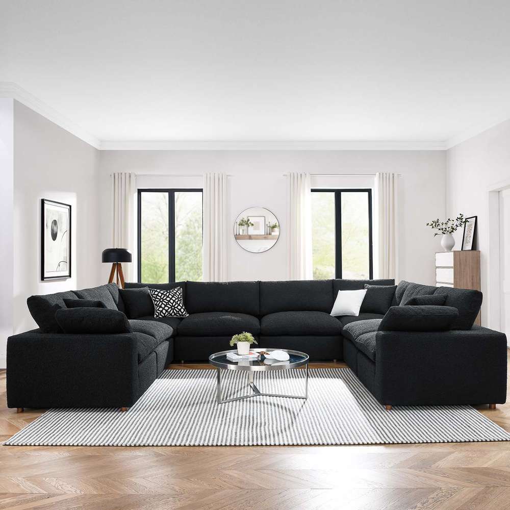 Modway - Commix Down Filled Overstuffed Boucle Fabric 8-Piece Sectional Sofa - EEI-6371-BLK veiw 5