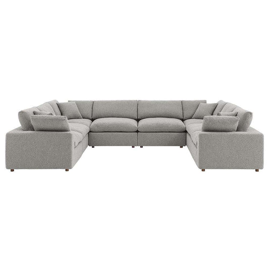 Modway - Commix Down Filled Overstuffed Boucle Fabric 8-Piece Sectional Sofa in Light Gray - EEI-6371-LGR veiw 1