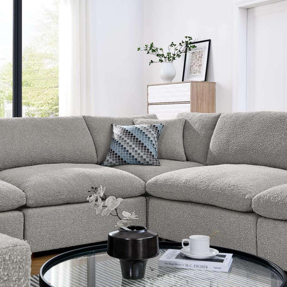 Modway - Commix Down Filled Overstuffed Boucle Fabric 8-Piece Sectional Sofa in Light Gray - EEI-6371-LGR veiw 4