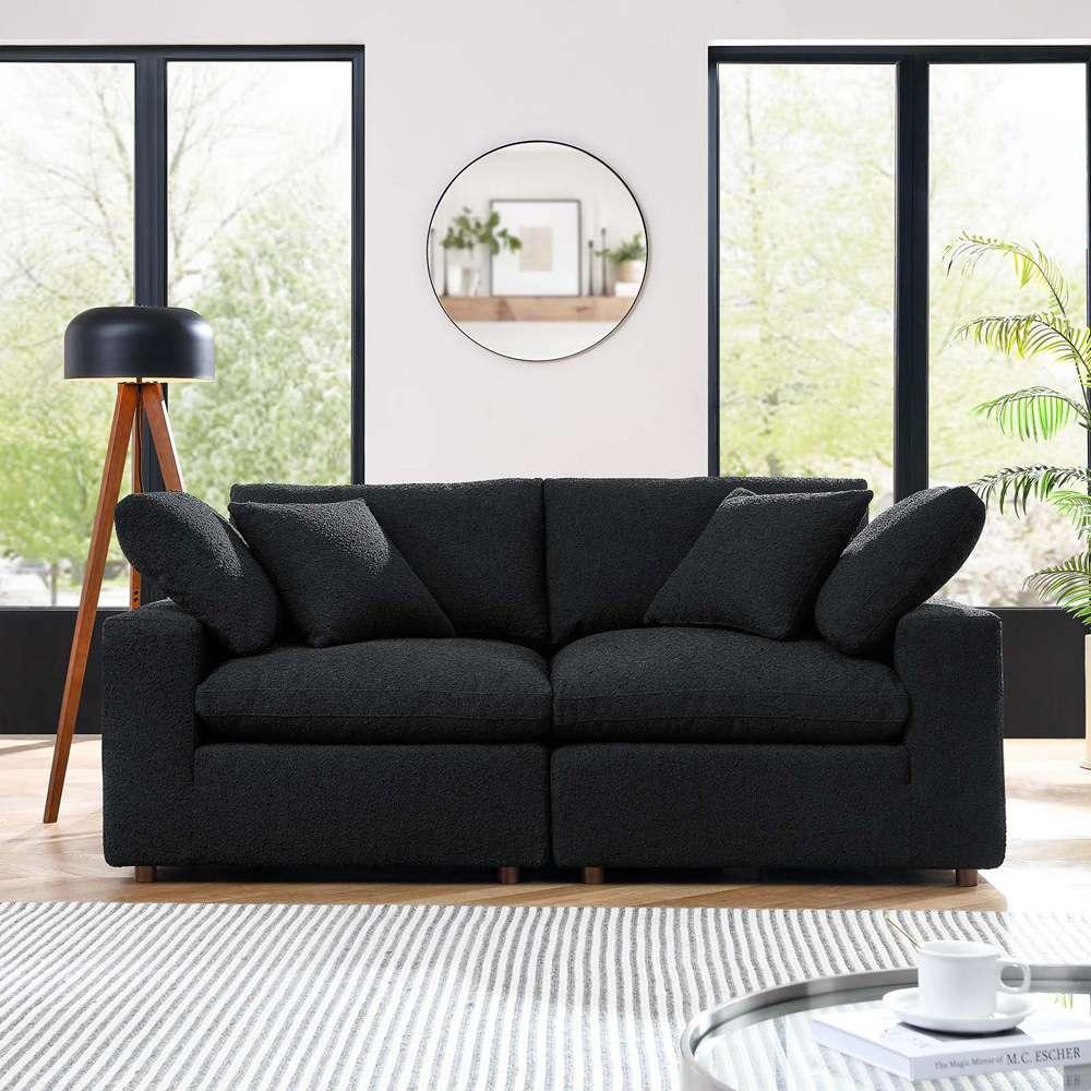 Modway - Commix Down Filled Overstuffed Boucle Fabric Loveseat - EEI-6361-BLK veiw 5