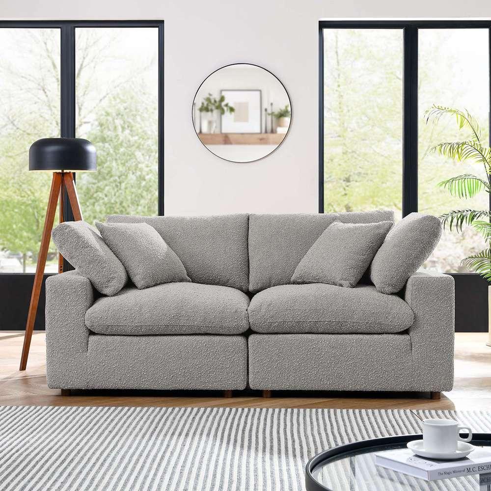Modway - Commix Down Filled Overstuffed Boucle Fabric Loveseat in Light Gray - EEI-6361-LGR veiw 5