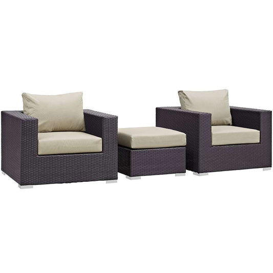 Modway - Convene 3 Piece Outdoor Patio Sofa Set - EEI-2174-EXP-BEI-SET veiw 1