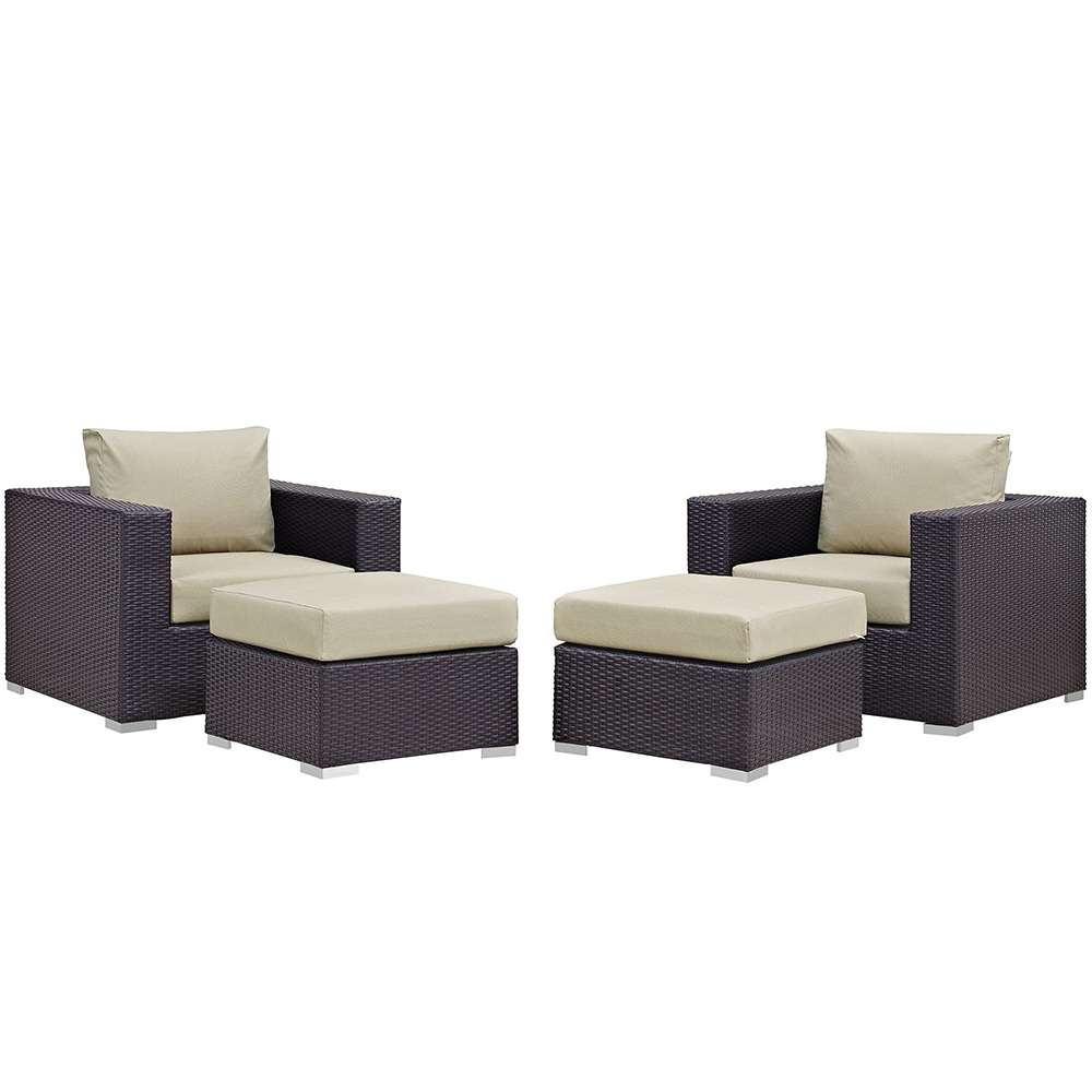 Modway - Convene 4 Piece Outdoor Patio Sectional Set - EEI-2202-EXP-BEI-SET veiw 1