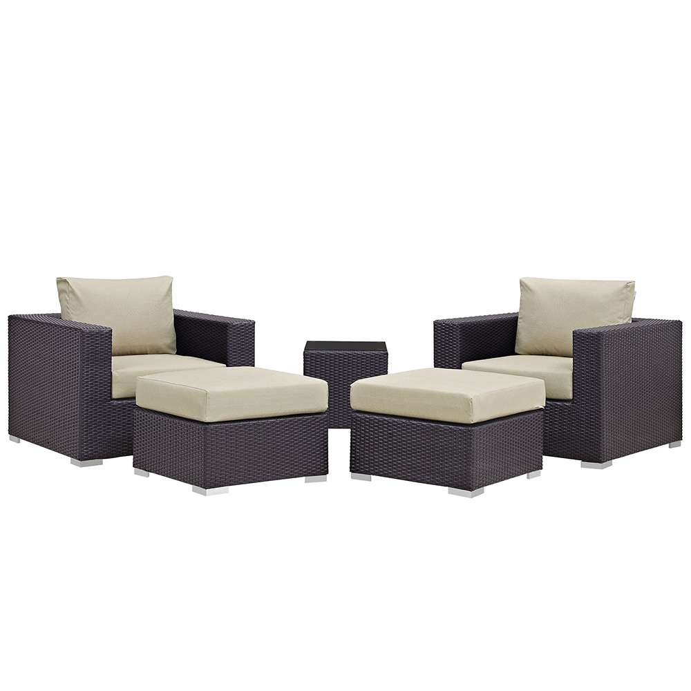 Modway - Convene 5 Piece Outdoor Patio Sectional Set - EEI-1809-EXP-BEI-SET veiw 1