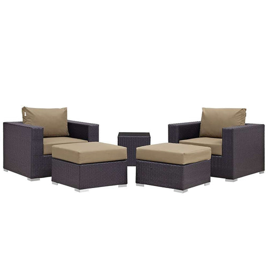 Modway - Convene 5 Piece Outdoor Patio Sectional Set - EEI-2201-EXP-MOC-SET veiw 1