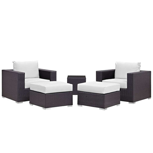 Modway - Convene 5 Piece Outdoor Patio Sectional Set - EEI-2201-EXP-WHI-SET veiw 1