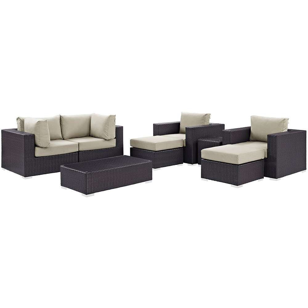 Modway - Convene 8 Piece Outdoor Patio Sectional Set - EEI-2206-EXP-BEI-SET veiw 1