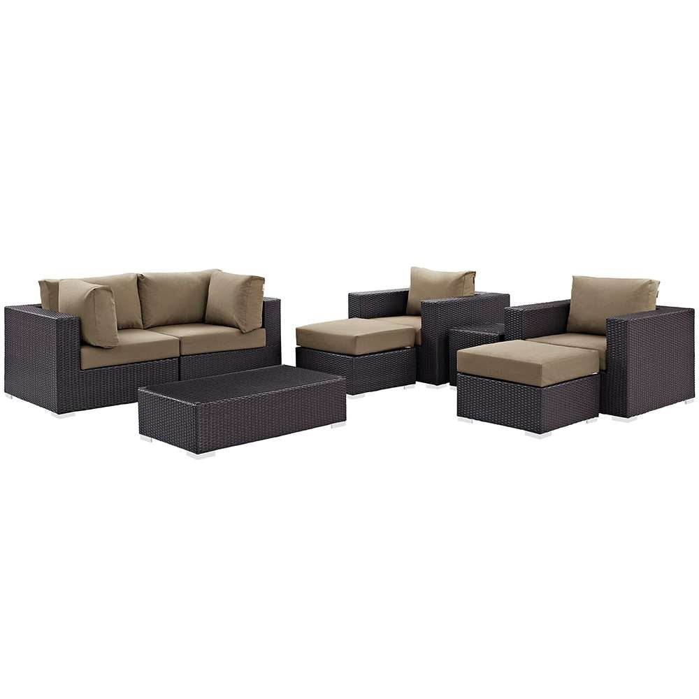 Modway - Convene 8 Piece Outdoor Patio Sectional Set - EEI-2206-EXP-MOC-SET veiw 1
