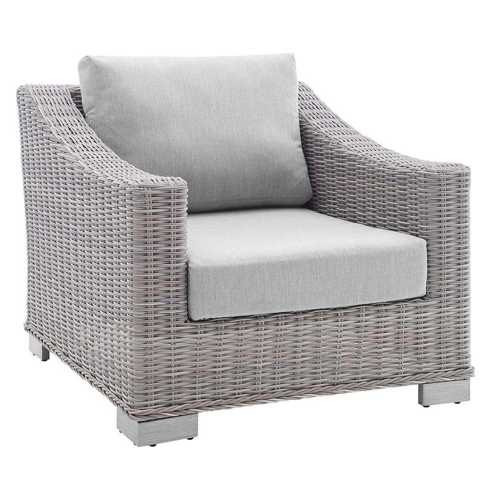 Modway - Conway Sunbrella Outdoor Patio Wicker Rattan Armchair - EEI-3972-LGR-GRY veiw 1